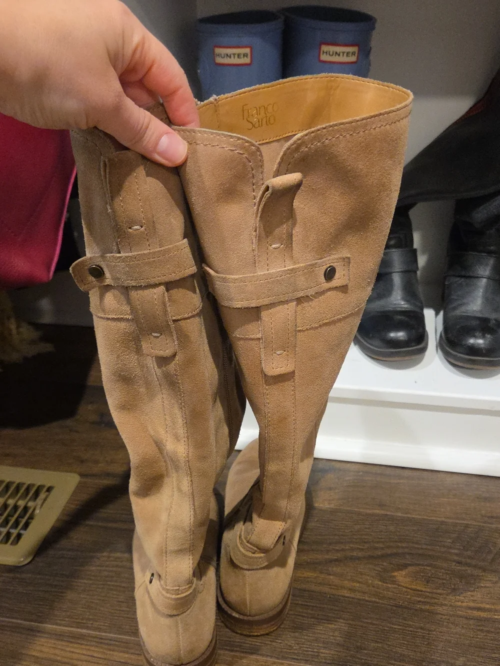 Franco Sarto Tall Kneehigh Suede Riding Boots Sandstone Sz 5.5